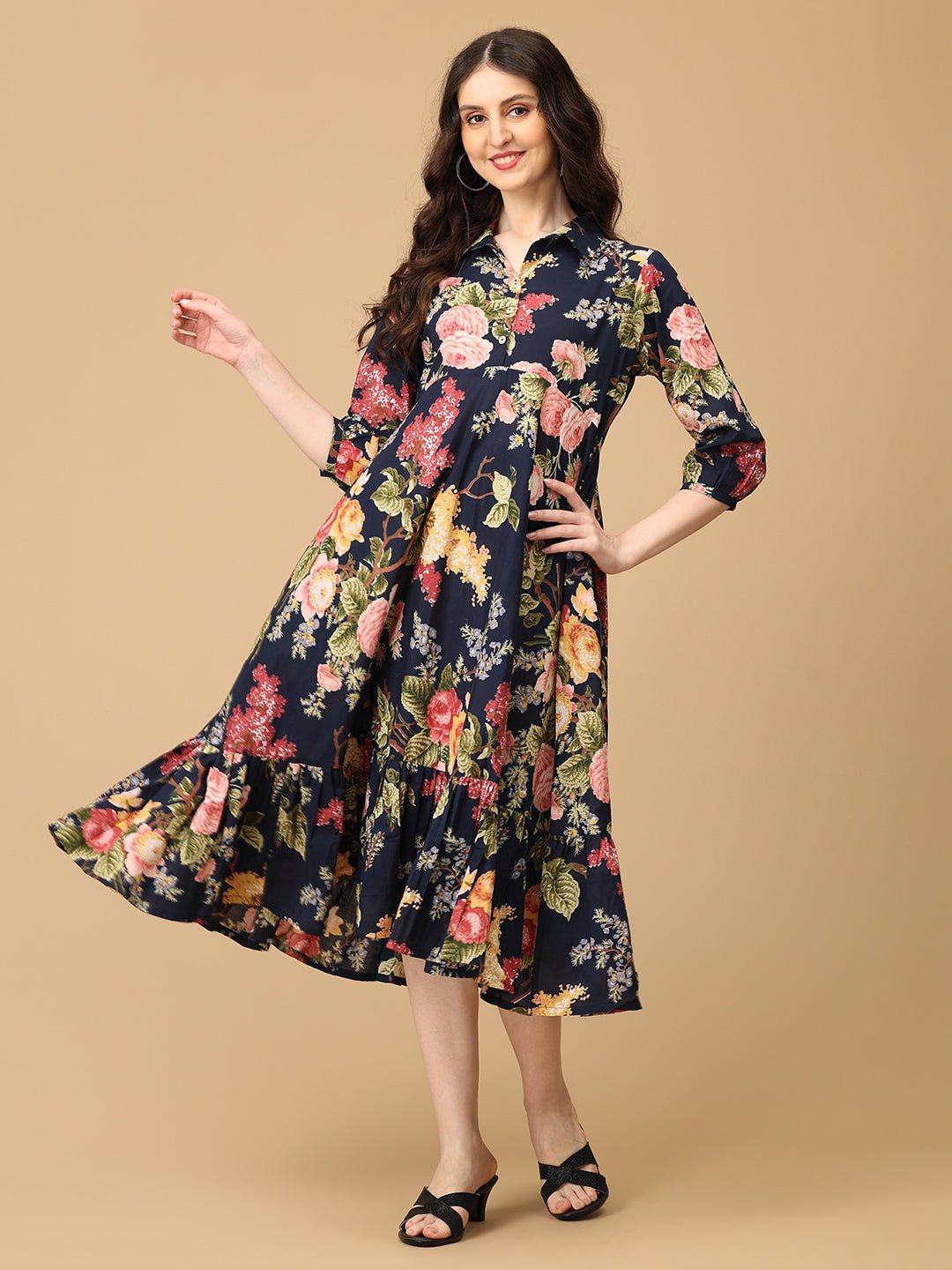 Fleur de Sombre Maternity and Nursing Dress - DRS - SK - FLED - S