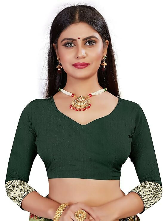 AXONIT Jacquard Silk Saree with Heavy Golden Zari Butta & Antique Gold Border