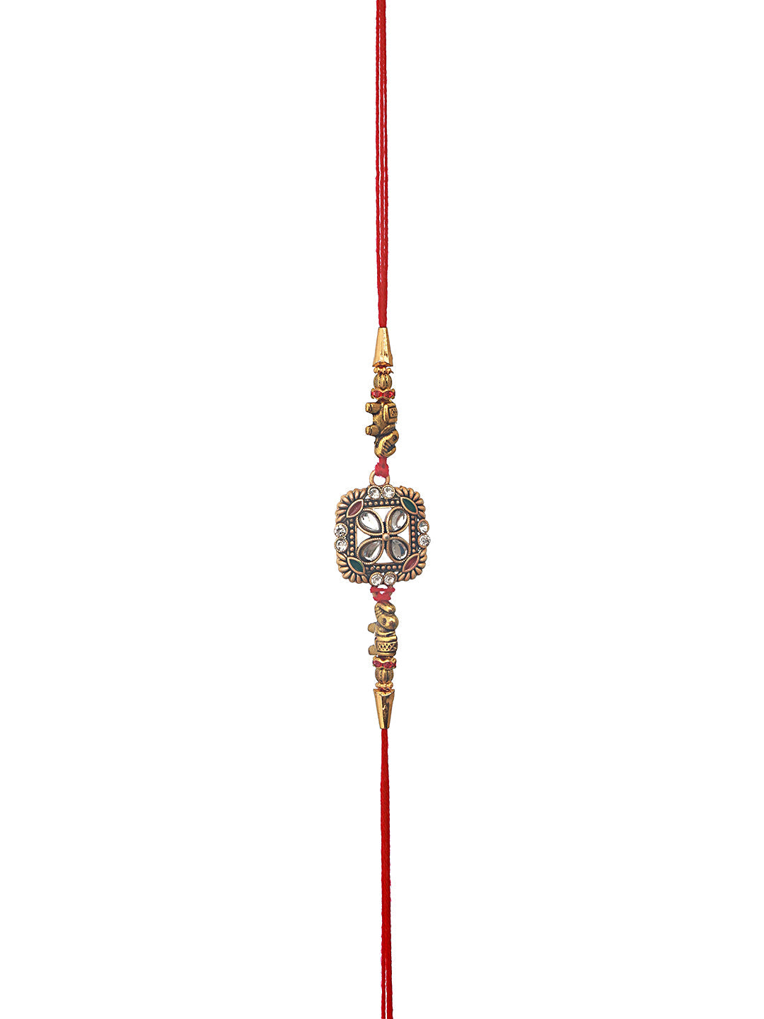 Jazz And Sizzle Set Of 2 Stone Embellished & Enameled Thread Rakhi With Roli Chawal