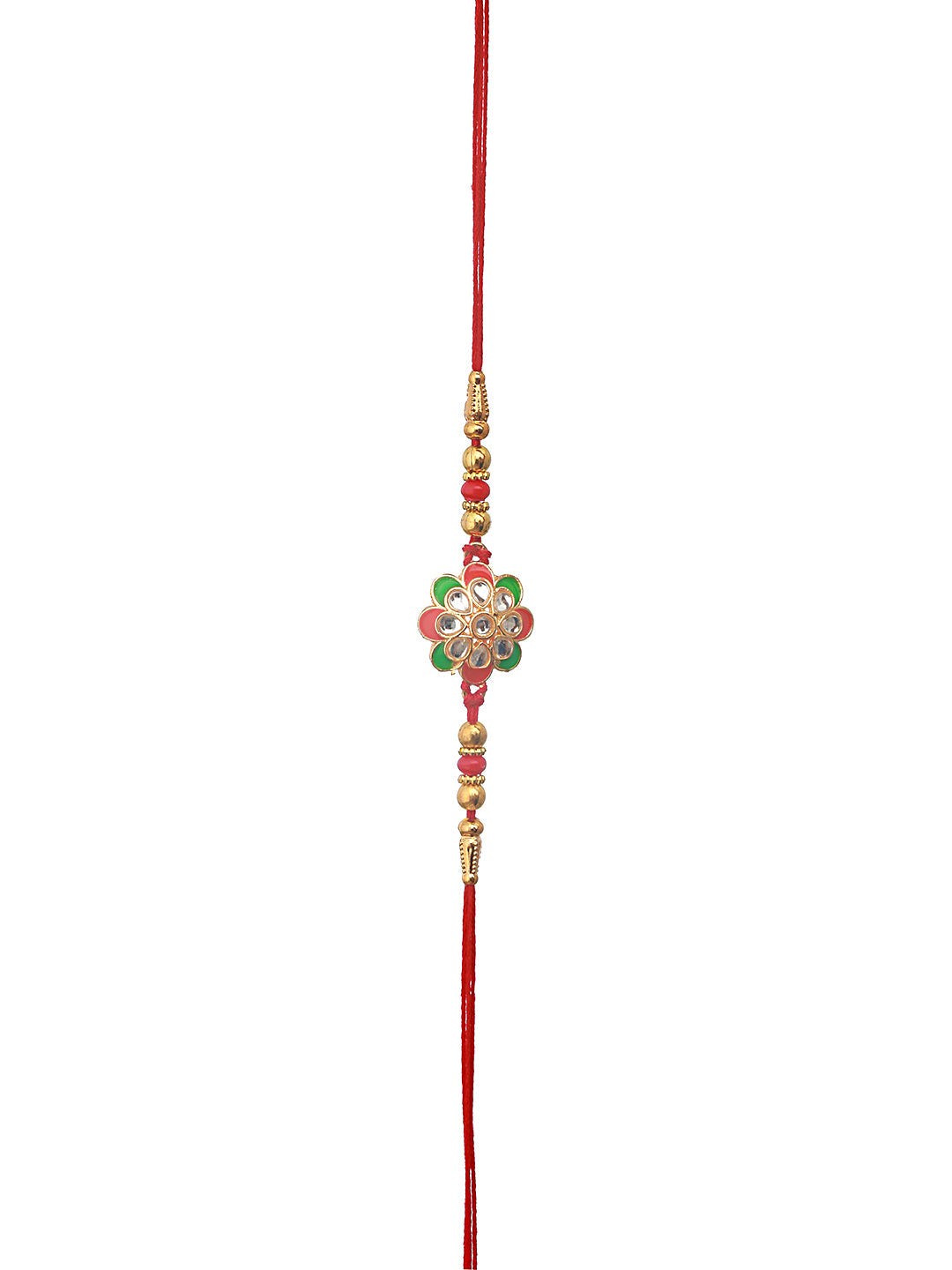 Jazz And Sizzle Set Of 2 Gold-Toned & Peacock Shaped Cz Studded Designer Beaded Rakhi