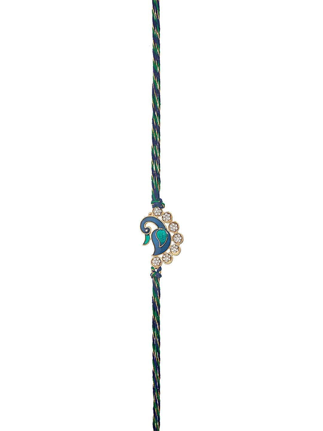 Jazz And Sizzle Set Of 2 Gold-Toned & Peacock Shaped Cz Studded Designer Beaded Rakhi