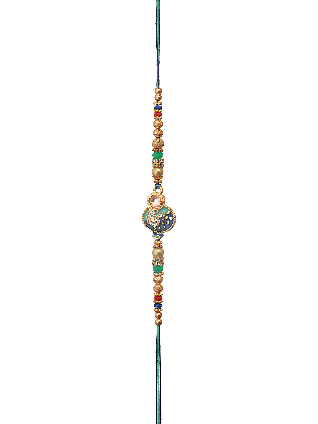 Jazz And Sizzle Set Of 2 Enameled & Faux Pearl Beaded Designer Thread Rakhi