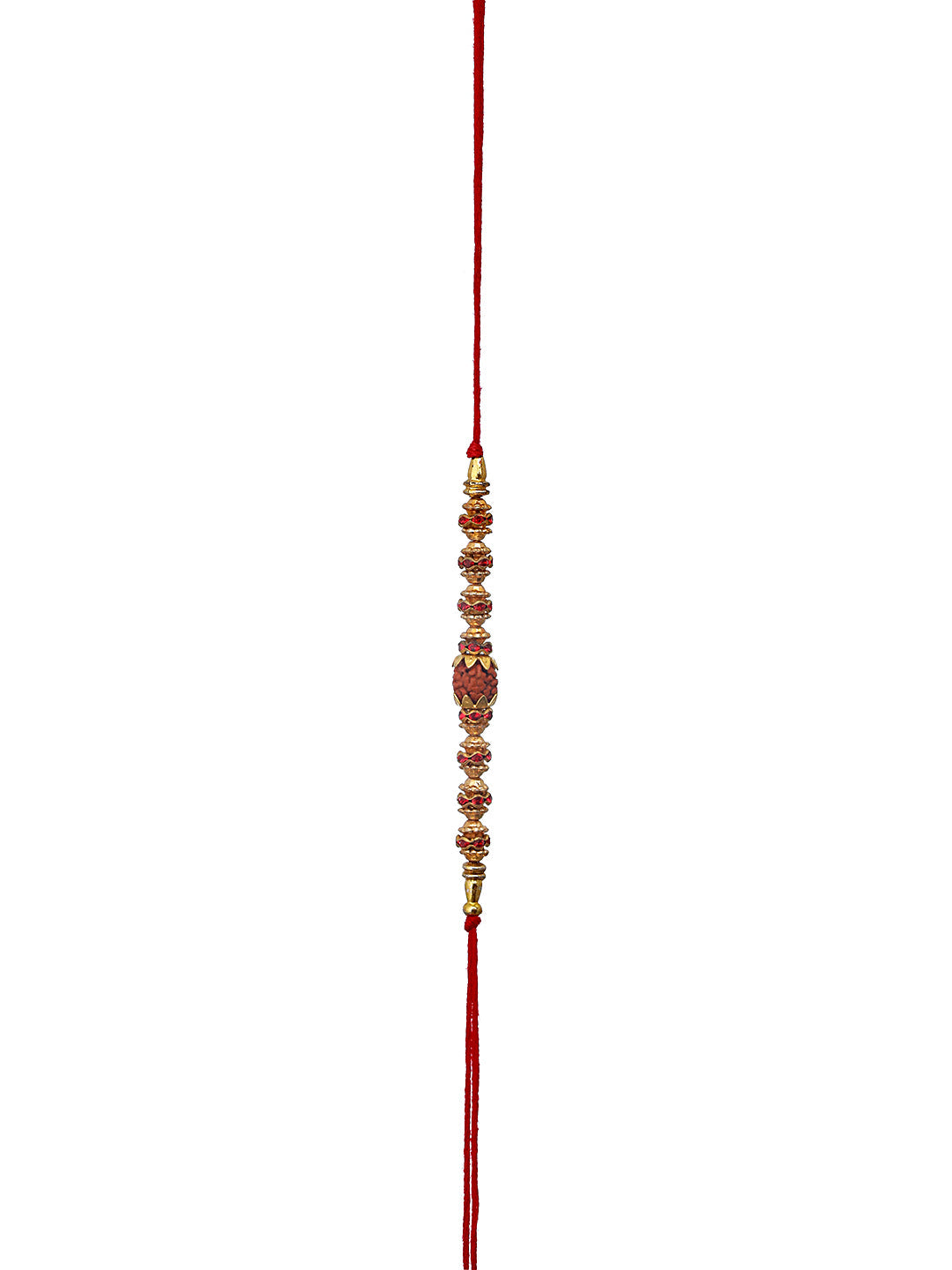 Set Of 4 Men Brown & Blue Rudraksh Beaded Spiritual Rakhi With Roli & Chawal