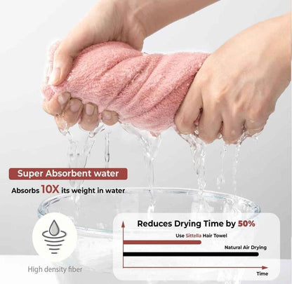 Casacraft by Pepperfry Pink 500 GSM Quick Drying Microfiber Hair Wrap Towel for Womens with Elastic Loop- Free Scrunchie -1Pcs