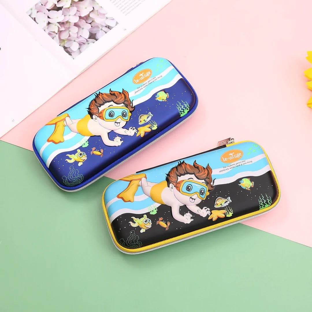 A 3d Pencil Case With A Printed Under Water That Is Ideal For Children(Pack of 2) - HalfPe