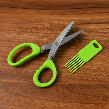 Premium 5-Blade Multipurpose Kitchen Scissors with Cleaning Comb – Heavy Duty Stainless Steel Herb Cutter Scissors