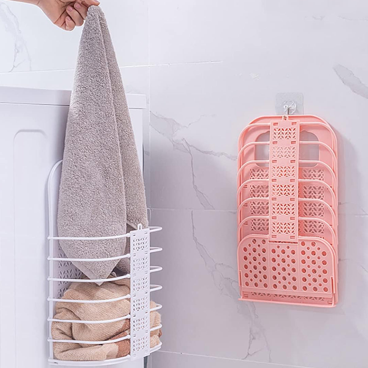 Wall Hanging Laundry Basket Clothes Hanger Dirty Hamper Clothes Storage Hook Clothes Rails For Laundry Washing Machine Bathroom Kids Dirty Clothes Storage Hanger (1 Pc)