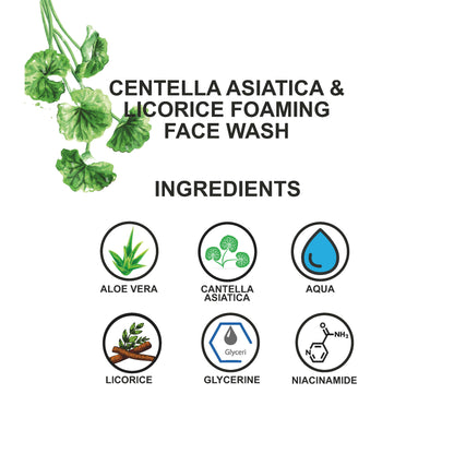 Love Earth Centella Asiatica & Licorice Foaming Face Wash For Sensitive Skin,Anti Pigmentation,Anti Blemishes,Reduce Freckles 100Ml
