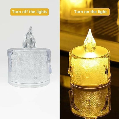 Decorative Acrylic LED Tea Lights, Flameless and Safe (Pack of 12)