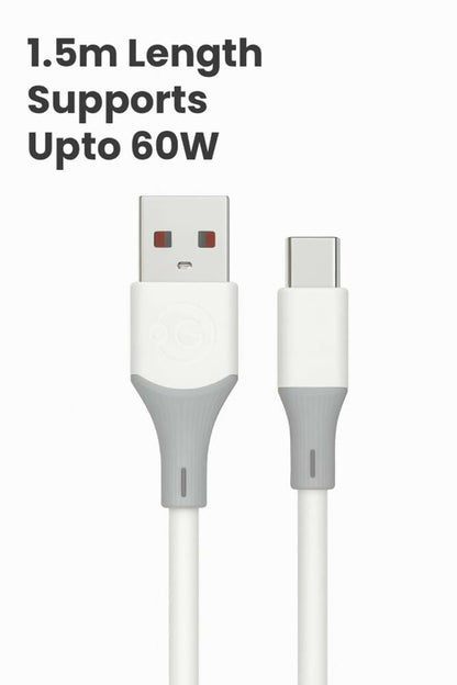 OOGE Rope 10 USB to Type-C Fast Charging Cable 60W PowerPulse 1 Meter High-Speed Data & Charging Durable Tangle-Resistant Design - White LUCKY MOBILES & ELECTRONICS