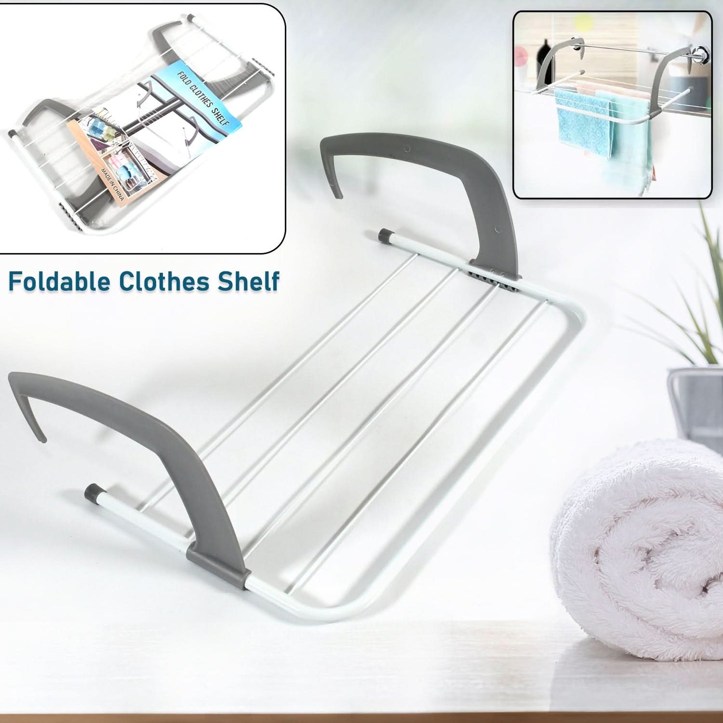 Metal Folding Clothes Drying Rack with Balcony & Indoor Laundry Hanger for Towels, Socks, and Small Clothes
