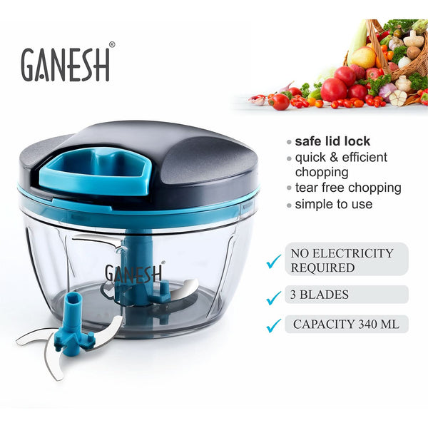 Ganesh Wonder Chopper – Compact & Efficient 470ml Grey Kitchen Chopper for Quick Food Prep