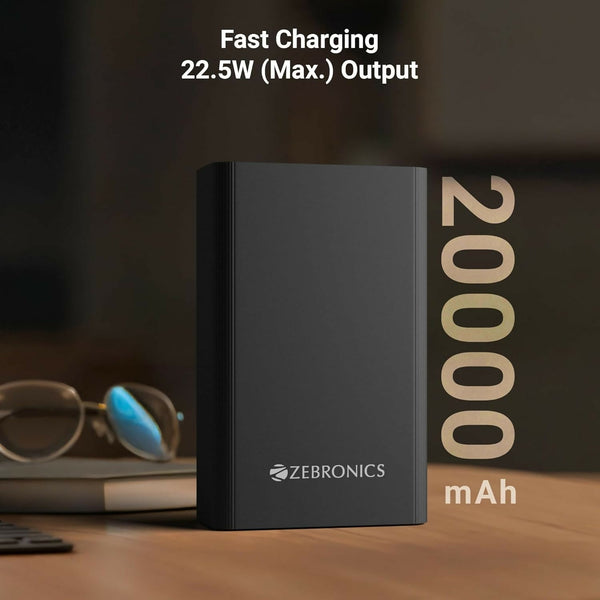 Zebronics MB20000RT 20000mAh Power Bank with Digital LED Display, Dual USB Output, Smart Charging & Slim Glossy Design KARTHIKEYA ELECTRONICS