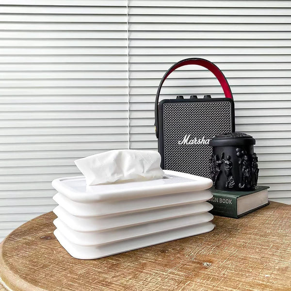 Silicone Tissue Holder Box – Compact Cylinder/Cube Design for Bathroom, Office, Car & Bedroom