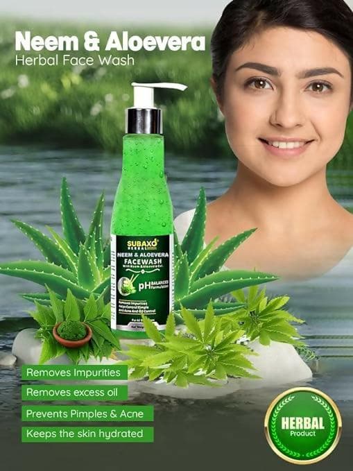 SUBAXO Neem Aloe Vera Face Wash (200 ml) & Papaya Herbal Face Wash (120 ml) Combo - HalfPe