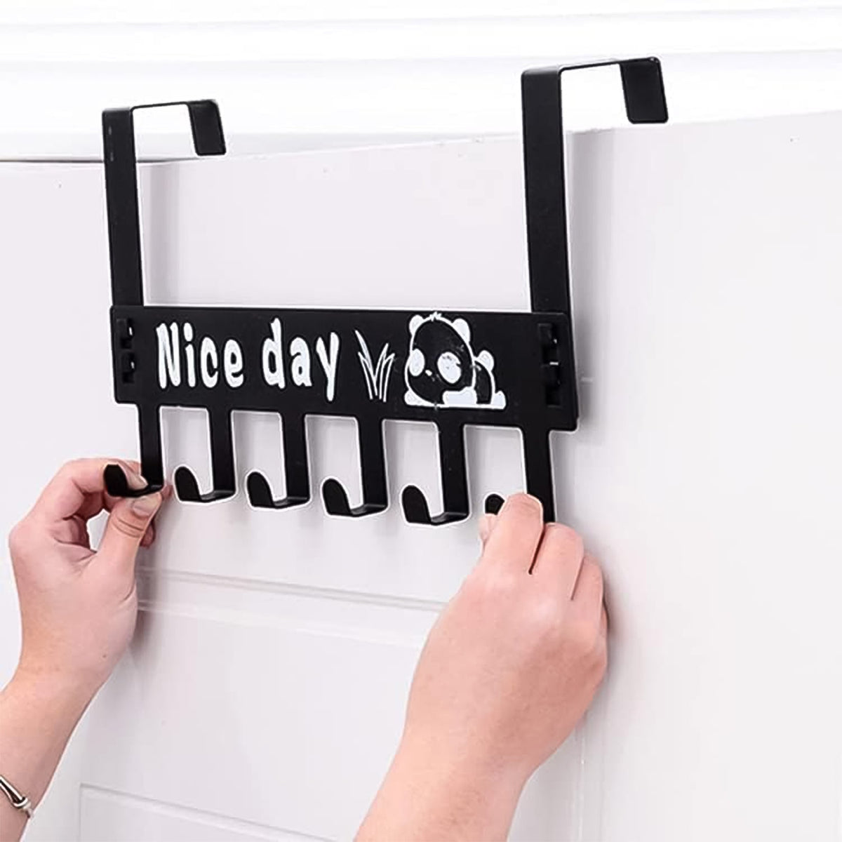 Heavy-duty Carbon Steel Door Hook Hanger Rack (2 Pc / 6 Hook / Black) HP DD