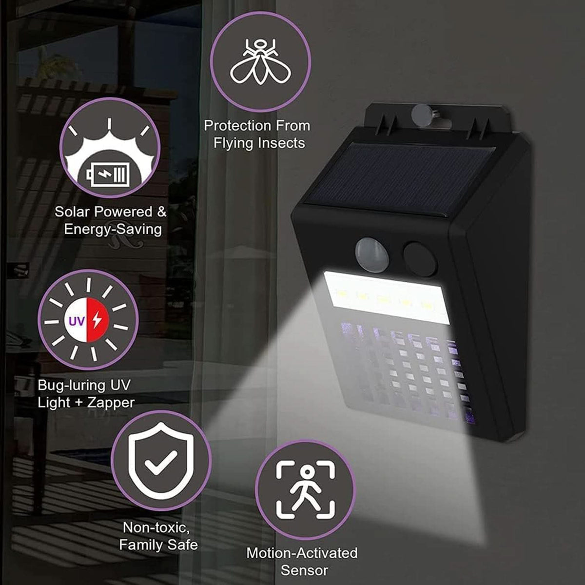 Bug Zapper Outdoor 2 In 1 Solar Mosquito Zapper Lamps (1 Pc) HP DD