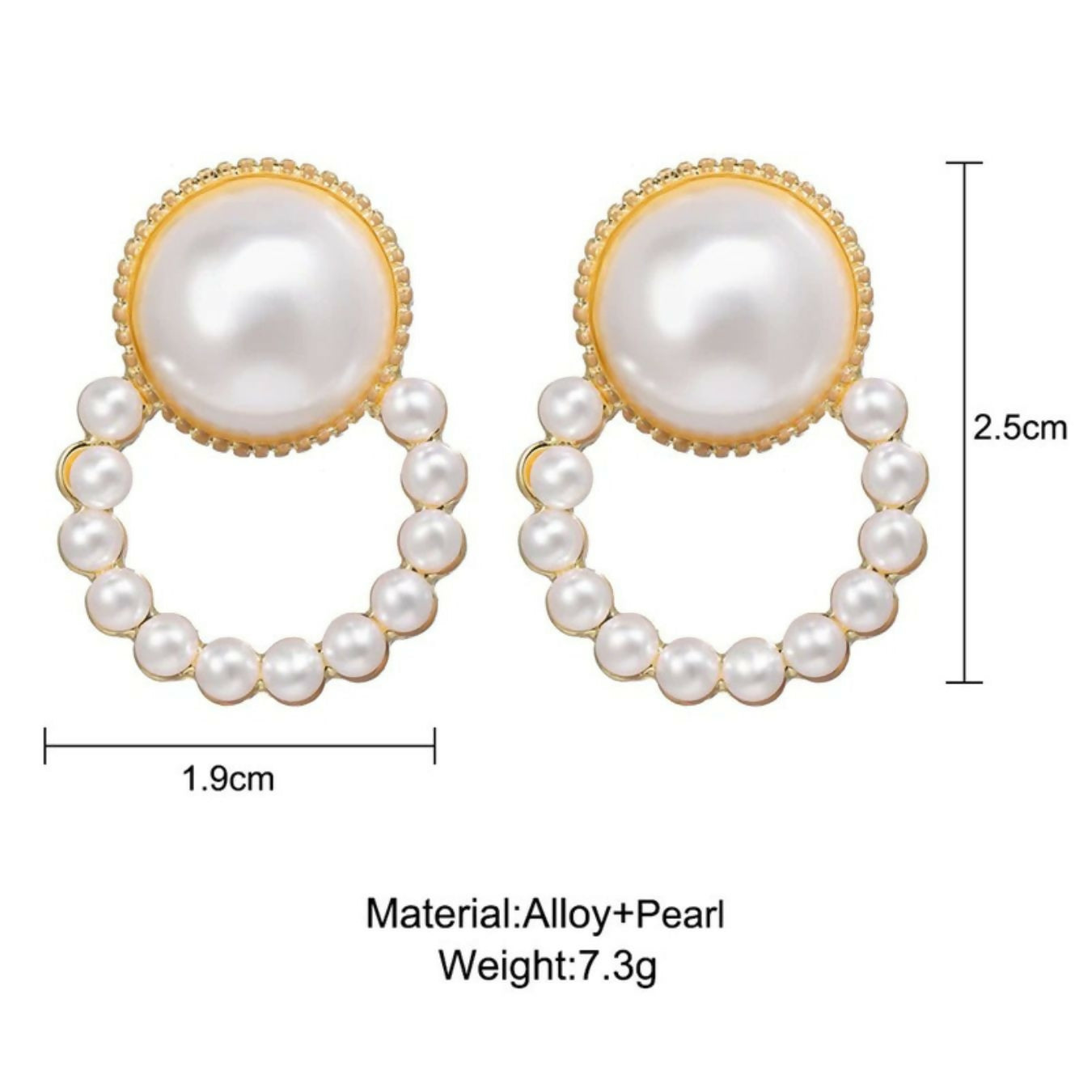 Elegant Pearl Dangle and Stud Earrings Set – Heart Shaped & Pearl Circle Design Set of 2