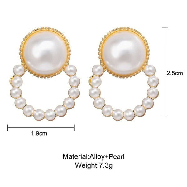 Elegant Pearl Dangle & Stud Earrings Set Heart & Circle Designs pinapes
