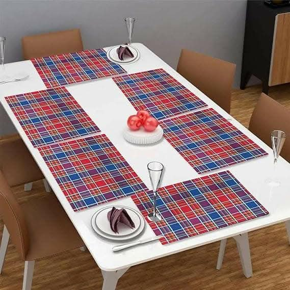 Lushomes Table Mat, Multi Checks Design Dining Table Mat (Pack of 6, 13x18 Inches, 33x48 Cms - Multicolour) - HalfPe