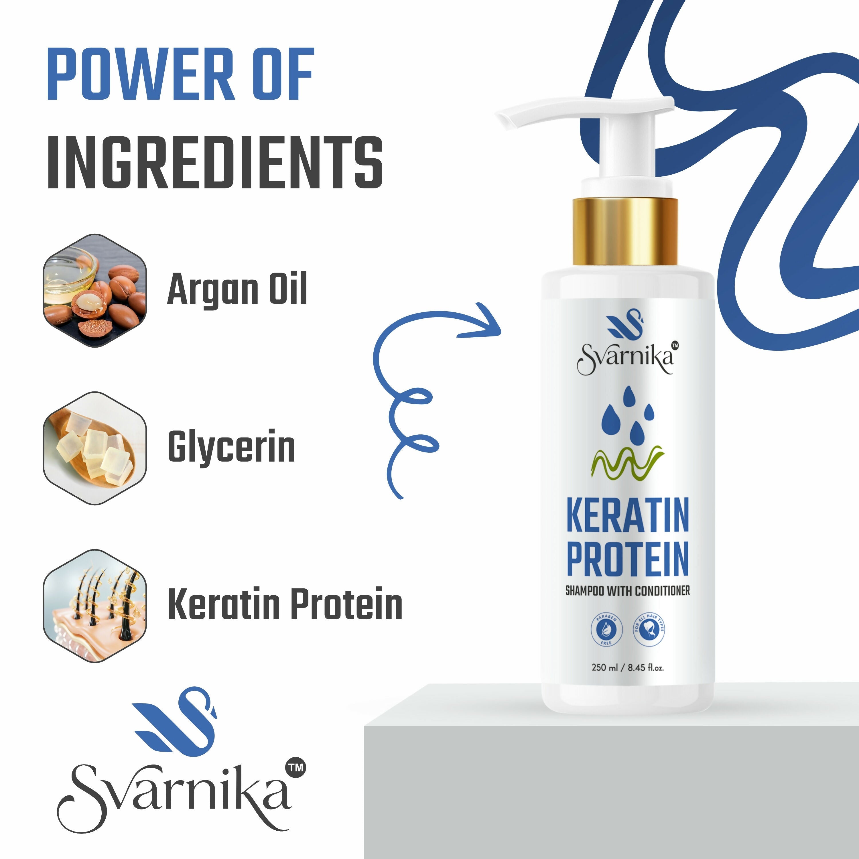 SVARNIKA Keratin Protein Shampoo and Conditioner for Hair (250 ml) Svarnika