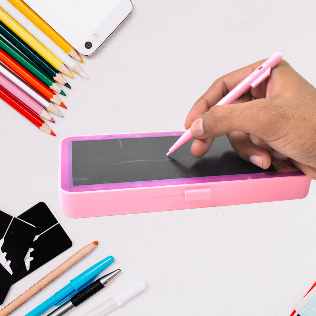 Led Drawing Pen Case with Kids Electronic Magic Slate Drawing Doodle Rough Digital Pad with Pen Graphic Tab Smart Notepa (1 Pc) HP DD