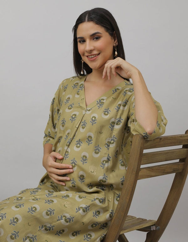 Garden Party Maternity and Nursing Kurta Set - MEW-SK-OLMS-S