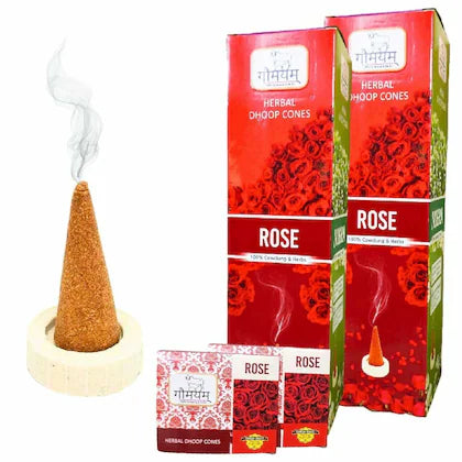 Gaumayam Rose Fragrance herbal and cow dung Dhoop Cones for Pooja (240pcs)