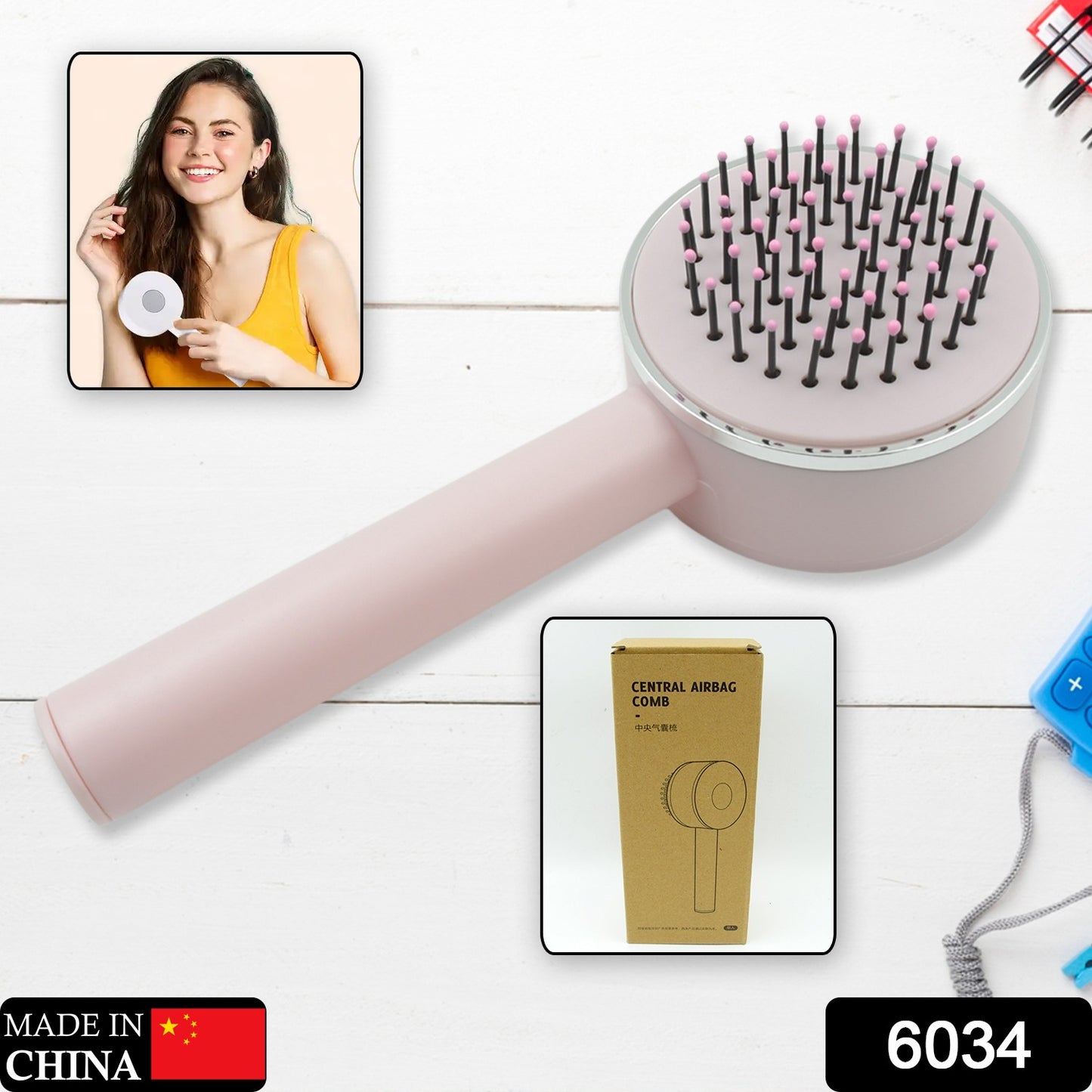 Air Cushion Massage Brush Airbag Massage Comb With Long Handle Self-cleaning Hair Brush Detangling Anti-static For All Hair
