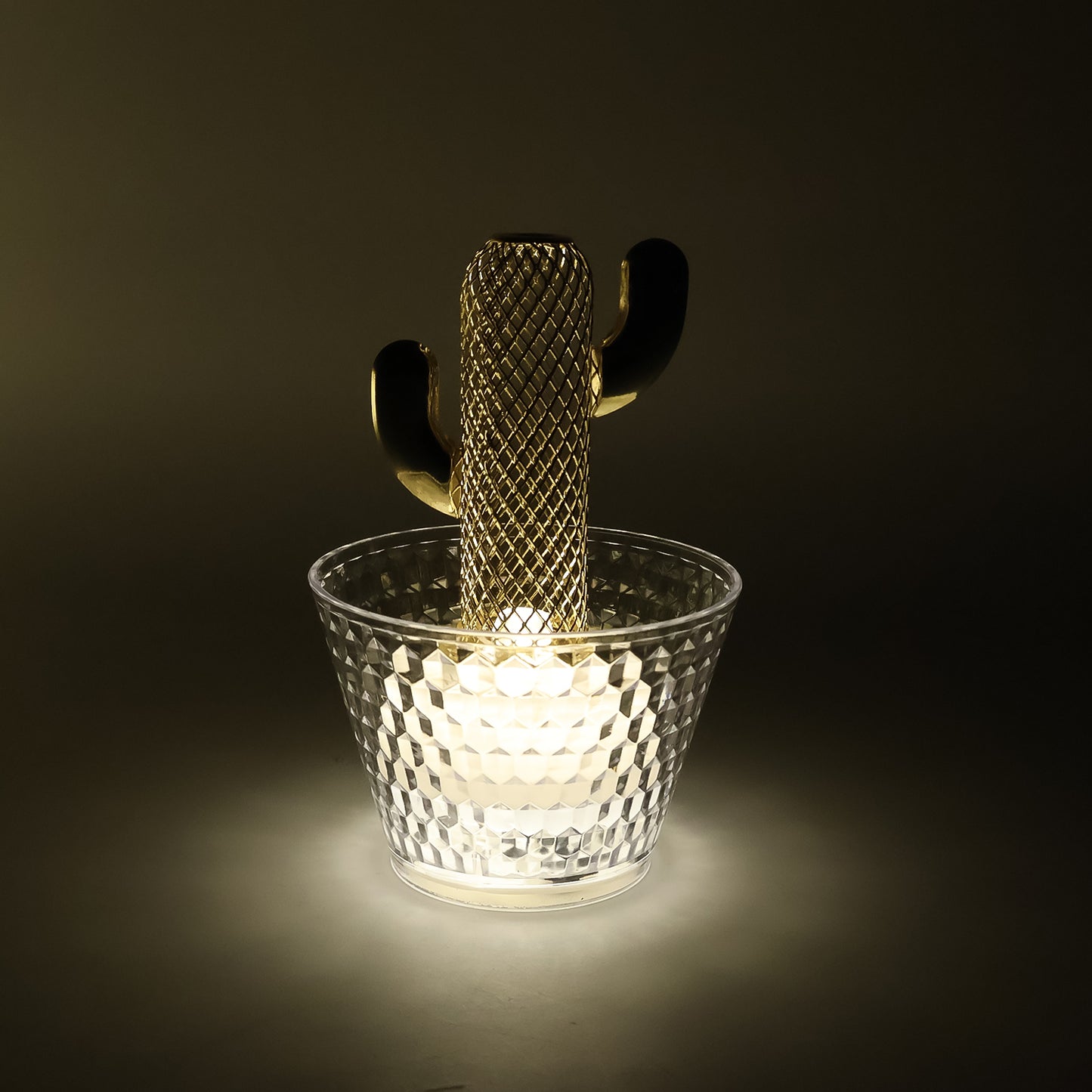 Cactus Design LED Flameless Decorative Candles with Crystal Effect Cup Holder – Battery Operated Warm White Glow Lights for Home(6 Pc)