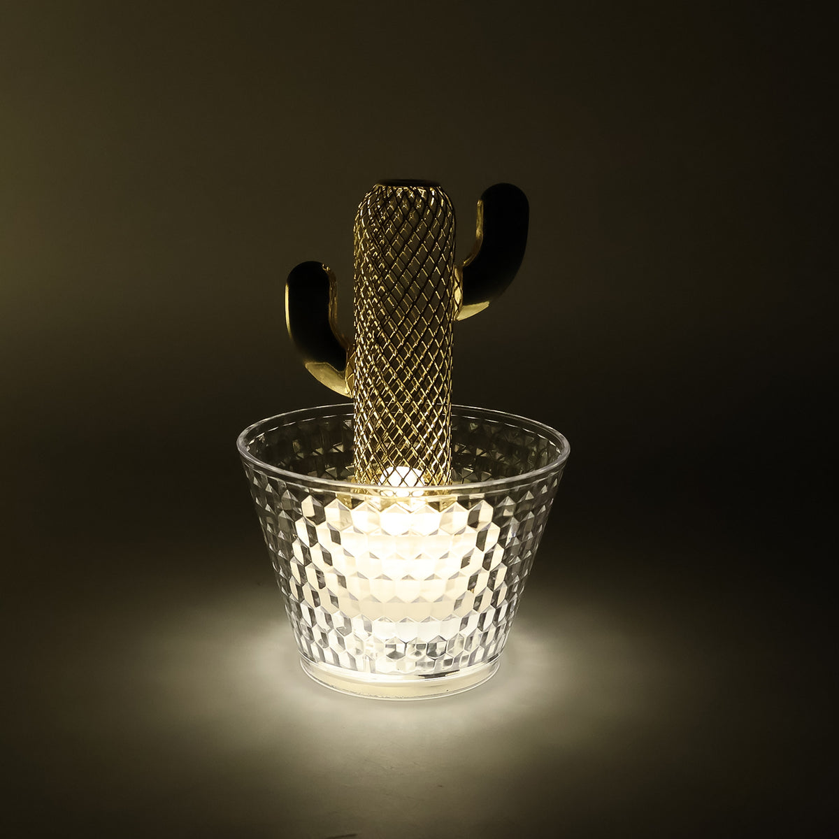 Cactus Design LED Flameless Decorative Candles with Crystal Effect Cup Holder – Battery Operated Warm White Glow Lights for Home(6 Pc)