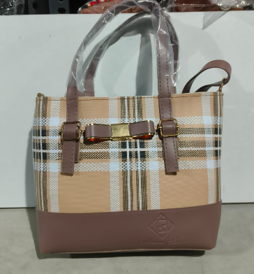 Multicolor Ladies Leather Check Print Handbag for Women (TPT) NATIONALBAGS & BELTS