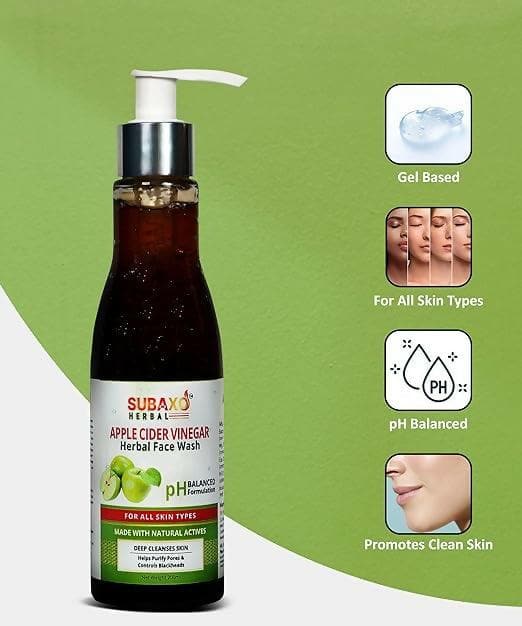 SUBAXO Herbal Apple Cider Vinegar Face Wash Deep Cleansing Oil Control For Women & Men (200ml) - HalfPe