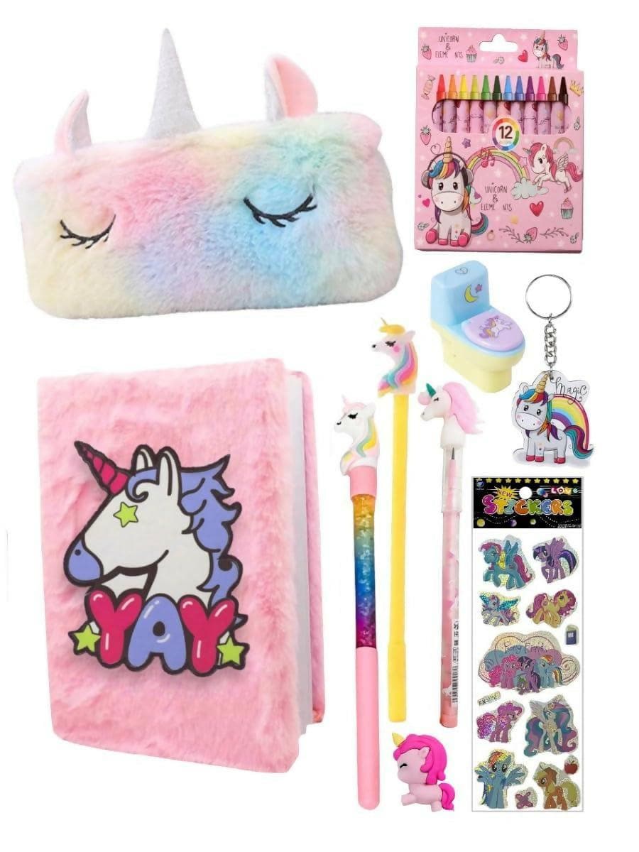 Unicorn Theme Combo Stationary Set (Pack Of 10) - HalfPe