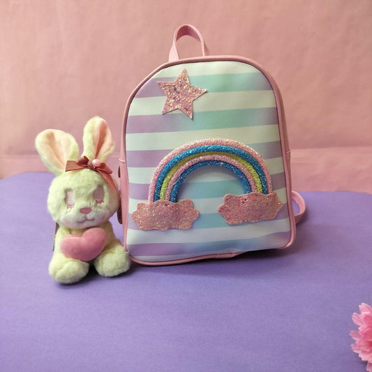 Cute Colourful Rainbow Mini Backpack (Multi colour) - HalfPe