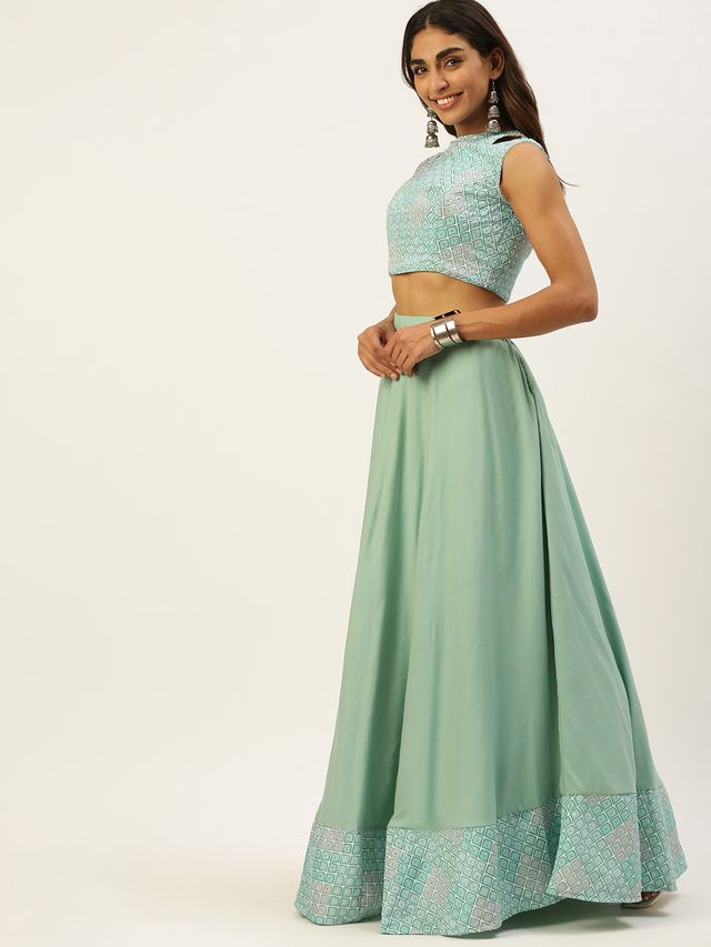 Bollywood Vogue Ready To Wear Multicolored Georgette Embroidered Lehanga Set