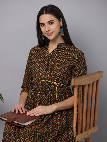 Green Berry Maternity Kurti Dress With Nursing - MEW-BAGKD-S