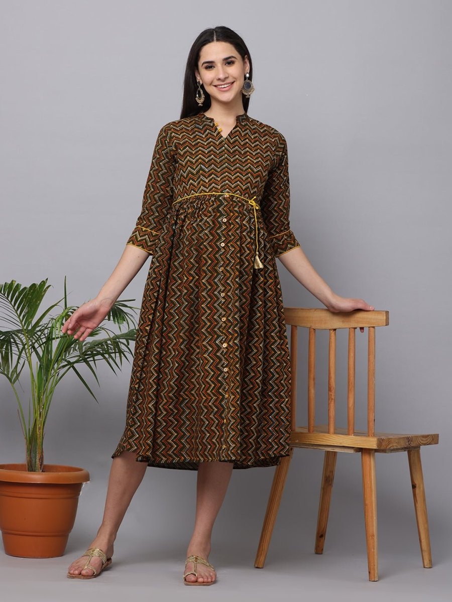 Green Berry Maternity Kurti Dress With Nursing - MEW-BAGKD-S