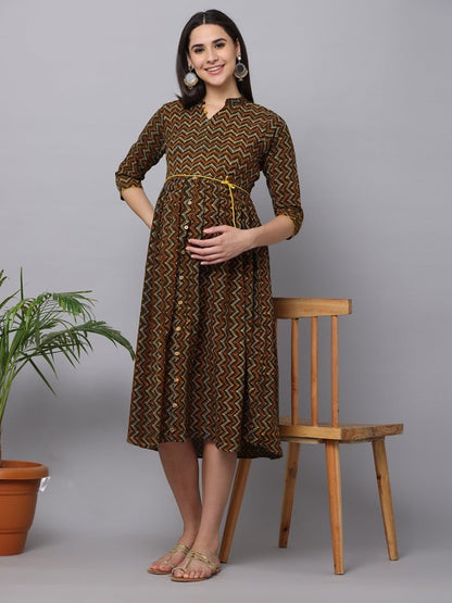 Green Berry Maternity Kurti Dress With Nursing - MEW-BAGKD-S