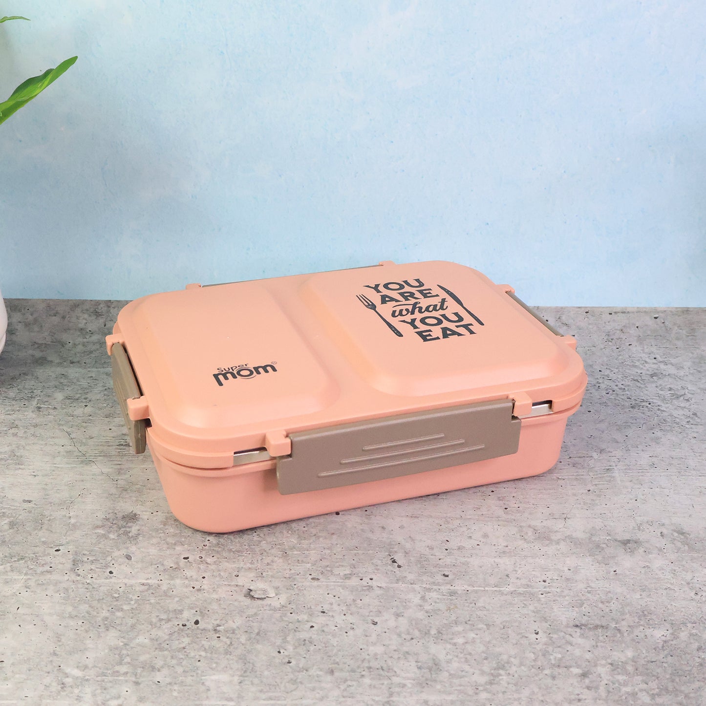 Supermom 2 Partition Stainless Steel Lunch Box with Double Wall Leak Proof Lunch Container with 2 Compartments f