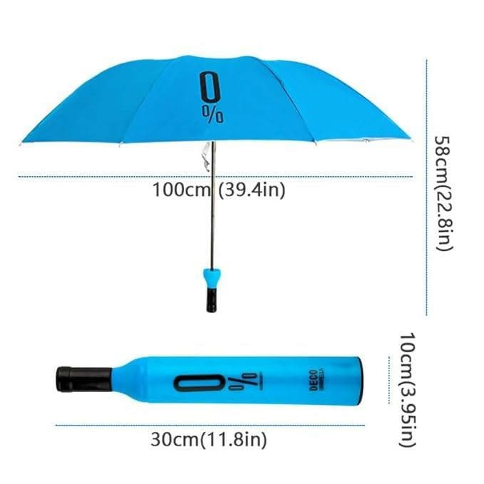 Virtual Brain 3 Fold with Auto Open and Close Bottle Umbrella, Large Umberalla (Sky Blue) - HalfPe