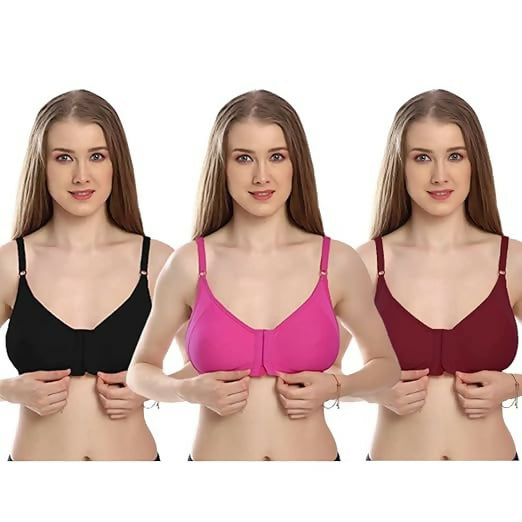 Women's Premium Front-Hook Daily Wear Bra – Pack of 2 (Multicolor)