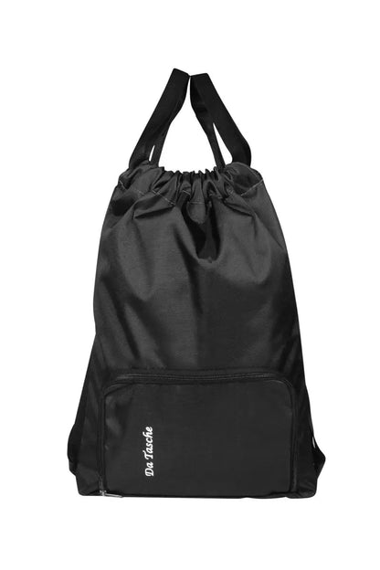 Double Shoulder Travel Drawstring Backpack for Unisex - Black SUPER