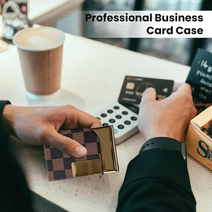 Brown Check Steel Card Holder44