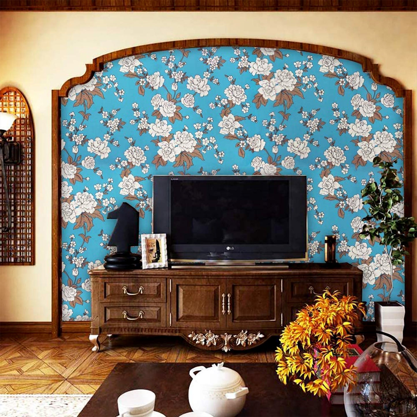 Premium Floral Decorative Wallpaper Roll 45 Cm X 1 Meter (1 Pc)