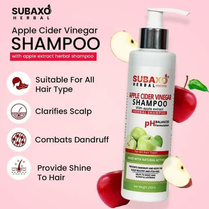 SUBAXO Apple Cider Vinegar Herbal Shampoo Prevent Dandruff Make Hair Glossy & Lustrous (200ml - Pack Of 2) - HalfPe