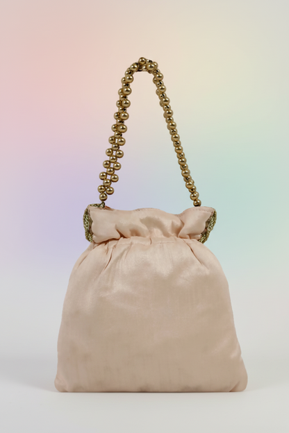 Champagne Gold Embroidered Potli Bag – Festive Clutch for Women RAYORA ENTERPRISE