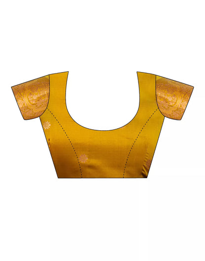 AXONIT Royal Emerald Premium Soft Silk Saree with Intricate Golden Zari Weaving and Rich Mustard-Gold Pallu