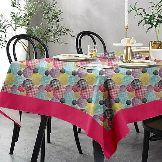 Lushomes Dining Table Cover 8 Seater, Circles Printed Dining Table Cover Cloth Linen (Single piece, 60x180 inches) - HalfPe