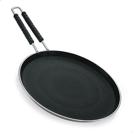 Heavy Duty Iron Induction Base Tawa with Stainless-steel Handle (10inches, 3 mm thickness, Black)